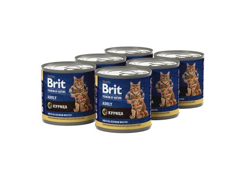 Brit Premium by Nature Adult / Консервы Брит для взрослых кошек Курица (цена за упаковку)