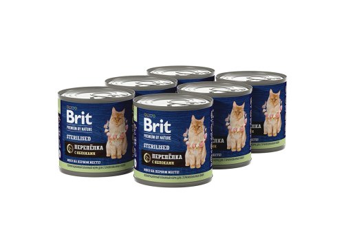 Brit Premium by Nature Sterilised / Консервы Брит для Стерилизованных кошек Перепелка с яблоками (цена за упаковку)
