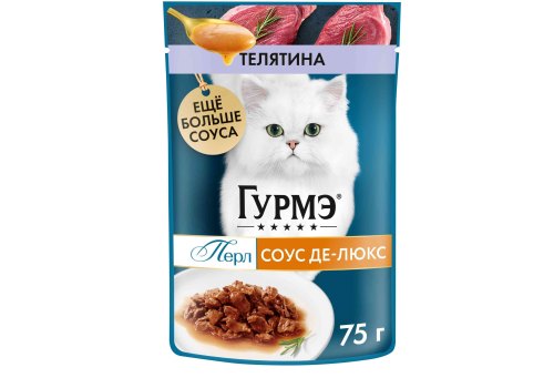 Гурмэ Перл / Влажный корм Паучи Пурина Гурмэ Перл Соус Де-люкс для взрослых кошек с телятиной (цена за упаковку)