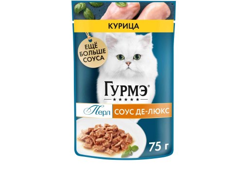 Гурмэ Перл / Влажный корм Паучи Пурина Гурмэ Перл Соус Де-люкс для взрослых кошек с курицей (цена за упаковку)