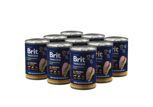 Brit Premium by Nature / Консервы Брит для собак с Чувствительным пищеварением Индейка с тыквой (цена за упаковку)