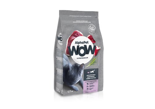 AlphaPet Wow Superpremium / Сухой корм АльфаПет для Домашних кошек Утка потрошки