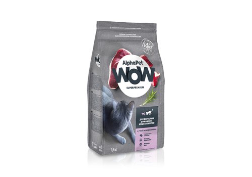 AlphaPet Wow Superpremium / Сухой корм АльфаПет для Домашних кошек Утка потрошки