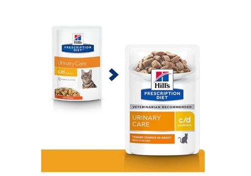 Hills Prescription Diet Feline c\d Multicare Urinary Care Chicken / Лечебные паучи Хиллс для кошек при МКБ Струвиты Курица (цена за упаковку)