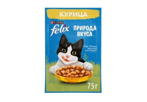 FELIX ПРИРОДА ВКУСА / Влажный корм Паучи Пурина Феликс Природа вкуса для взрослых кошек с курицей (цена за упаковку)