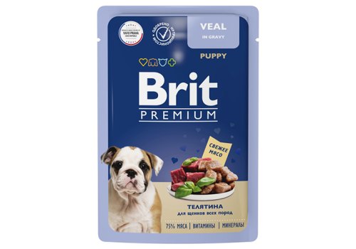 Brit Premium Puppy / Паучи Брит Премиум для Щенков всех пород Телятина в соусе (цена за упаковку)