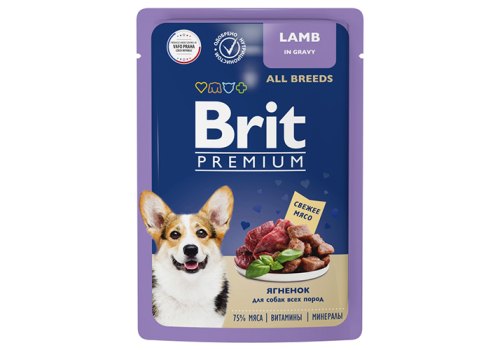 Brit Premium All Breeds / Паучи Брит Премиум для взрослых собак всех пород Ягненок в соусе (цена за упаковку)