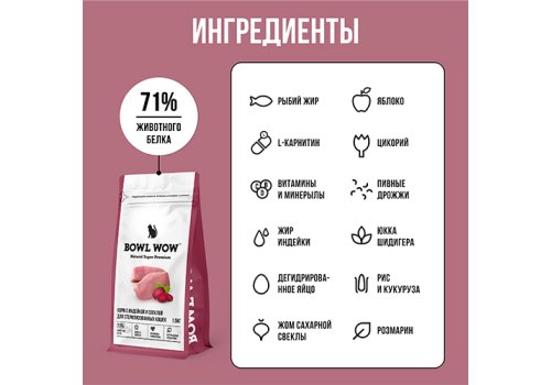 BOWL WOW / Сухой корм Боул Вау для Стерилизованных кошек с Индейкой и свеклой