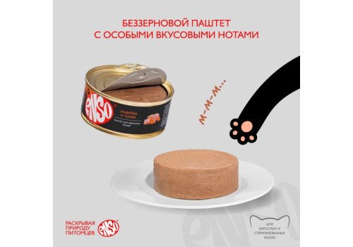 Enso / Влажный корм Консервы Энсо для взрослых кошек Паштет с Индейкой и тыквой (цена за упаковку)