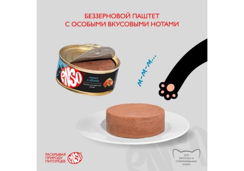 Enso / Влажный корм Консервы Энсо для взрослых кошек Паштет с Лососем и яблоком (цена за упаковку)