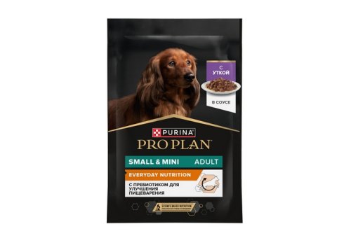 PRO PLAN EVERYDAY NUTRITION ADULT SMALL&MINI / Влажный корм Паучи ПРО ПЛАН для взрослых собак Мелких и Карликовых пород с Уткой в соусе (цена за упаковку)