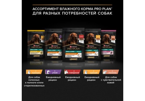 PRO PLAN EVERYDAY NUTRITION ADULT SMALL&MINI / Влажный корм Паучи ПРО ПЛАН для взрослых собак Мелких и Карликовых пород с Уткой в соусе (цена за упаковку)