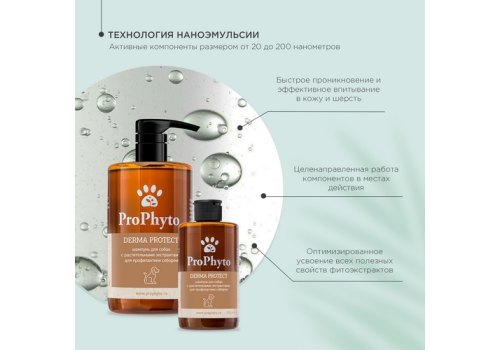 ProPhyto Derma Protect / Шампунь ПроФито для собак с растительными экстрактами против перхоти и себореи