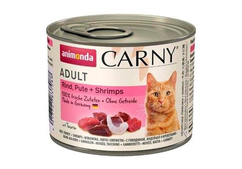 Animonda Carny Adult / Консервы Анимонда для кошек с  Говядиной Индейкой и Креветками (цена за упаковку), фото 