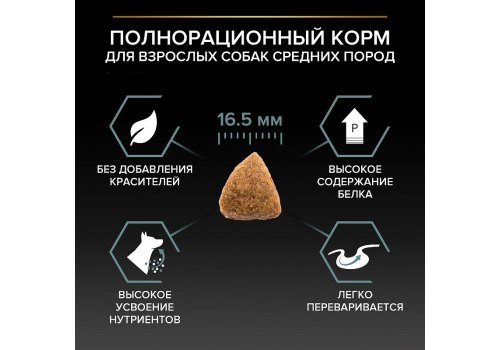 PRO PLAN OPTI DIGEST / Сухой корм ПРО ПЛАН для взрослых собак средних пород при чувствительном пищеварении с ягненком