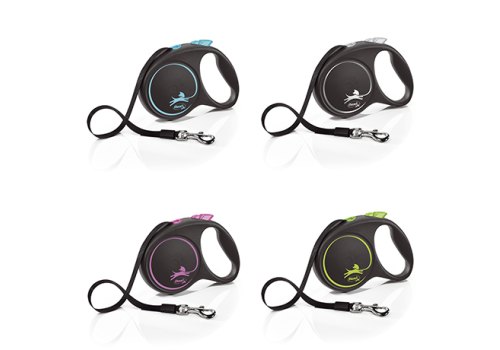 flexi Black Design L tape 5 m, for dogs up to 50 kg / Рулетка флекси для собак весом до 50 кг, лента 5 м