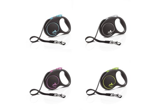 flexi Black Design S tape 5 m, for dogs up to 15 kg / Рулетка флекси для собак весом до 15 кг, лента 5 м