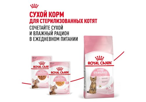 Royal Canin Kitten Sterilised / Влажный корм (Консервы-Паучи) Роял Канин Киттен Стерилайзд для Стерилизованных Котят в возрасте от 6 до 12 месяцев в Соусе (цена за упаковку)