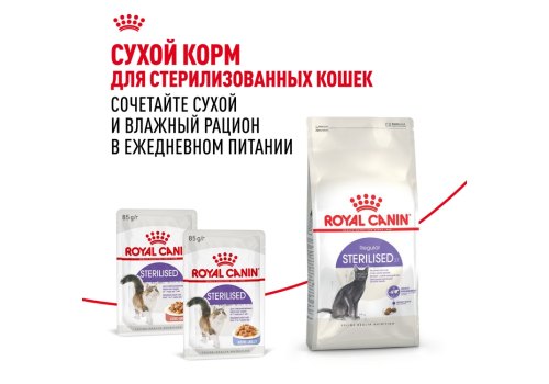 Royal Canin Sterilised Jelly / Влажный корм (Консервы-Паучи) Роял Канин Стерилайзд для взрослых кастрированных котов и Стерилизованных кошек в Желе (цена за упаковку)