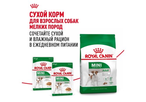 Royal Canin Mini Adult / Влажный корм (Паучи) Роял Канин Мини Эдалт для взрослых собак Мелких пород весом до 10 кг в возрасте от 10 месяцев до 8 лет (Цена за упаковку)