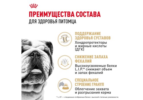 Royal Canin Breed dog Bulldog Adult / Сухой корм Роял Канин для взрослых собак породы Английский Бульдог старше 1 года