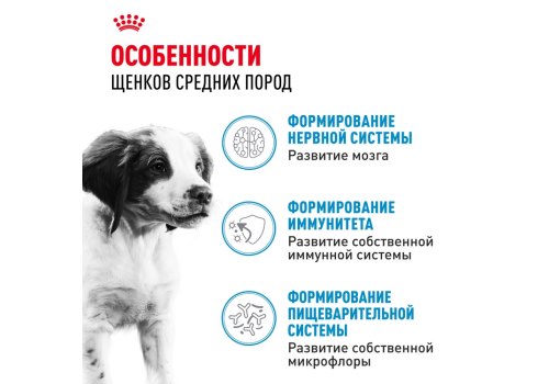 Royal Canin Medium Puppy / Сухой корм Роял Канин Медиум Паппи для Щенков Средних пород в возрасте от 2 до 12 месяцев