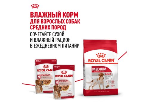Royal Canin Medium Adult / Сухой корм Роял Канин Медиум Эдалт для Взрослых собак Средних пород в возрасте от 1 года до 7 лет