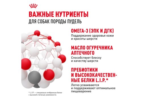 Royal Canin Breed dog Poodle Adult / Сухой корм Роял Канин для взрослых собак породы Пудель старше 10 месяцев