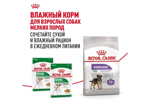 Royal Canin Mini Adult Sterilised / Сухой корм Роял Канин Мини Эдалт Стерилайзд для взрослых Стерилизованных собак Мелких пород в возрасте от 10 месяцев до 8 лет со склонностью к Избыточному весу