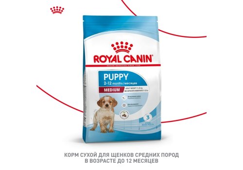 Royal Canin Medium Puppy / Сухой корм Роял Канин Медиум Паппи для Щенков Средних пород в возрасте от 2 до 12 месяцев