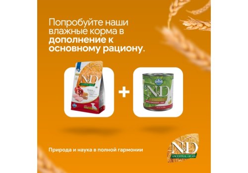 Farmina N&D Ancestral Grain Puppy Mini Chicken Spelt Oats Pomegranate / Сухой Низкозерновой корм Фармина для Щенков Мелких и Карликовых пород Курица с Гранатом