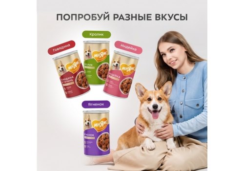 Мнямс Правильное Развитие Влажный корм Консервы для Щенков всех пород Кусочки в соусе с Телятиной (цена за упаковку)
