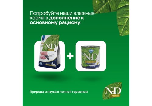 Farmina N&D Prime Line Adult Mini Lamb & Blueberry Grain free / Сухой Беззерновой корм Фармина для взрослых собак Мелких пород Ягненок с Черникой