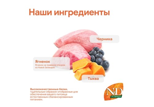 Farmina N&D Pumpkin Line Adult Mini Lamb & Blueberry Grain free / Сухой Беззерновой корм Фармина для взрослых собак Мелких пород Ягненок с Черникой и Тыквой