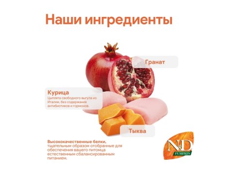 Farmina N&D Pumpkin Line Adult Mini Chicken & Pomegranate Grain free / Сухой Беззерновой корм Фармина для взрослых собак Мелких пород Курица с Гранатом и Тыквой