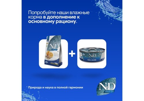 Farmina N&D Ocean Line Adult Neutered Herring & Orange Grain free / Сухой Беззерновой корм Фармина для взрослых Стерилизованных кошек и Кастрированных котов Сельдь с Апельсином