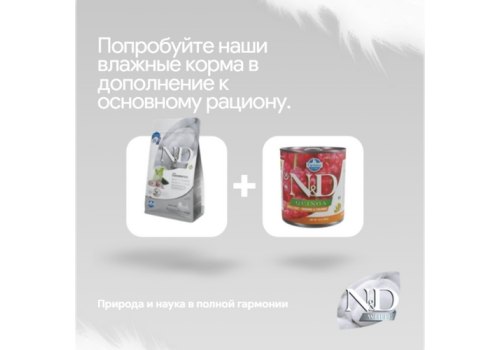 Farmina N&D White Sea Bass Spirulina & Fennel Adult Mini / Сухой корм Фармина для взрослых собак Мелких пород Сибас и фенхель
