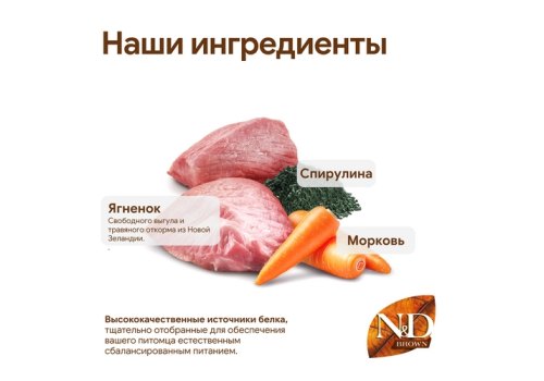 Farmina N&D GF Brown Lamb Spirulina & Carrot Adult Mini / Сухой корм Фармина для взрослых собак Мелких пород Ягненок и морковь