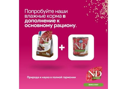 Farmina N&D Quinoa Line Skin & Coat Adult Mini Venison Grain free / Сухой Беззерновой корм Фармина для взрослых собак Мелких пород Здоровье Кожи и Шерсти Оленина с Киноа