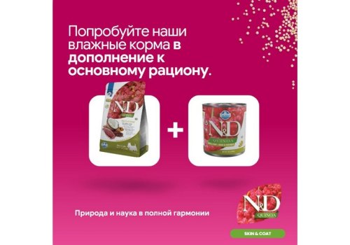 Farmina N&D Quinoa Line Skin & Coat Adult Mini Duck Grain free / Сухой Беззерновой корм Фармина для взрослых собак Мелких пород Здоровье Кожи и Шерсти Утка с Киноа