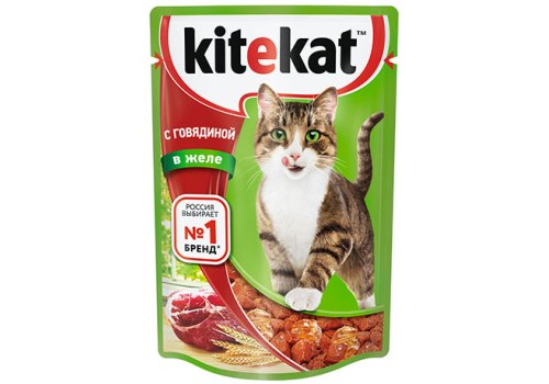 Kitekat / Паучи Китикет для кошек Говядина в желе (цена за упаковку)