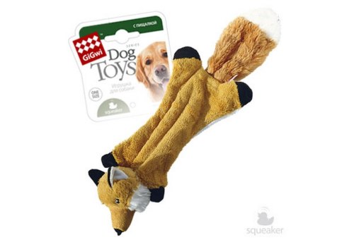 GiGwi Dog Toys / Игрушка Гигви для собак Шкурка лисы с 2-мя пищалками Без набивки