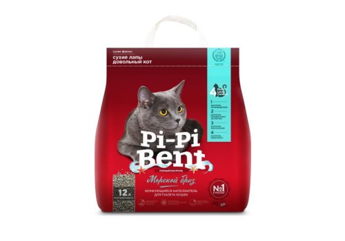 Pi-Pi-Bent / Наполнитель для кошачьего туалета ПиПиБент Морской бриз Комкующийся