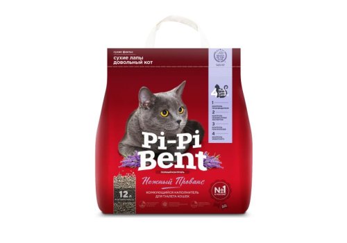 Pi-Pi-Bent / Наполнитель для кошачьего туалета ПиПиБент Нежный Прованс Комкующийся