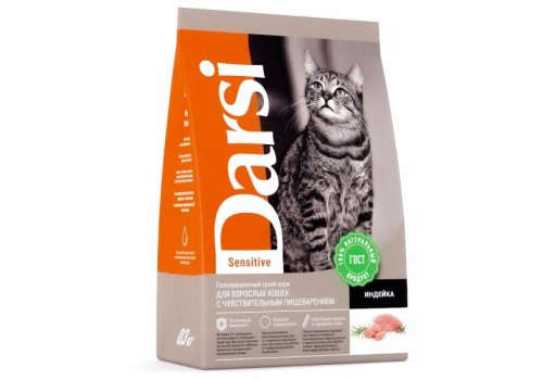 Darsi Sensitive / Сухой корм Дарси для взрослых кошек с Чувствительным пищеварением Индейка