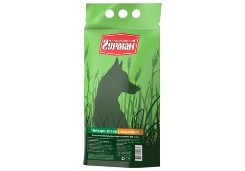 Четвероногий Гурман / Каша для собак 4 злака с Морковью (Зеленый пакет)