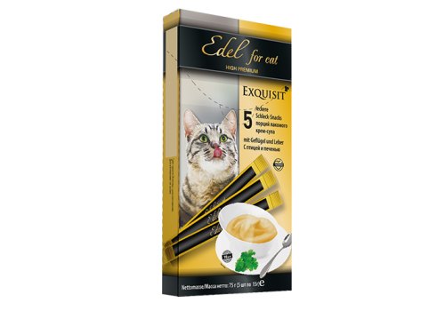 Edel for cat / Лакомство Эдель Кэт для кошек Крем-суп с Птицей и печенью (цена за упаковку, Россия)
