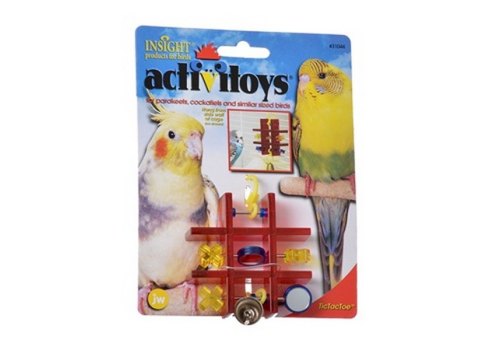 JW Activitoys Tic Tac Toe / Игрушка для птиц Полочка с зеркальцем и колокольчиком