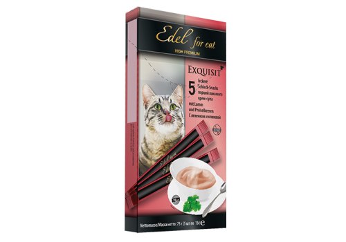 Edel for cat / Лакомство Эдель Кэт для кошек Крем-суп с Ягненком и клюквой (цена за упаковку, Россия)
