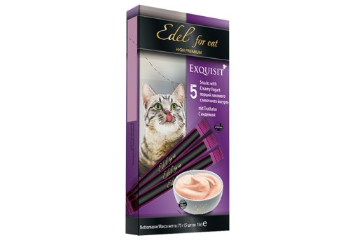 Edel for cat / Лакомство Эдель Кэт для кошек Сливочный йогурт с Индейкой (цена за упаковку, Россия)